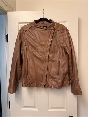 Lamarque Leather Moto Jacket in Brown XL